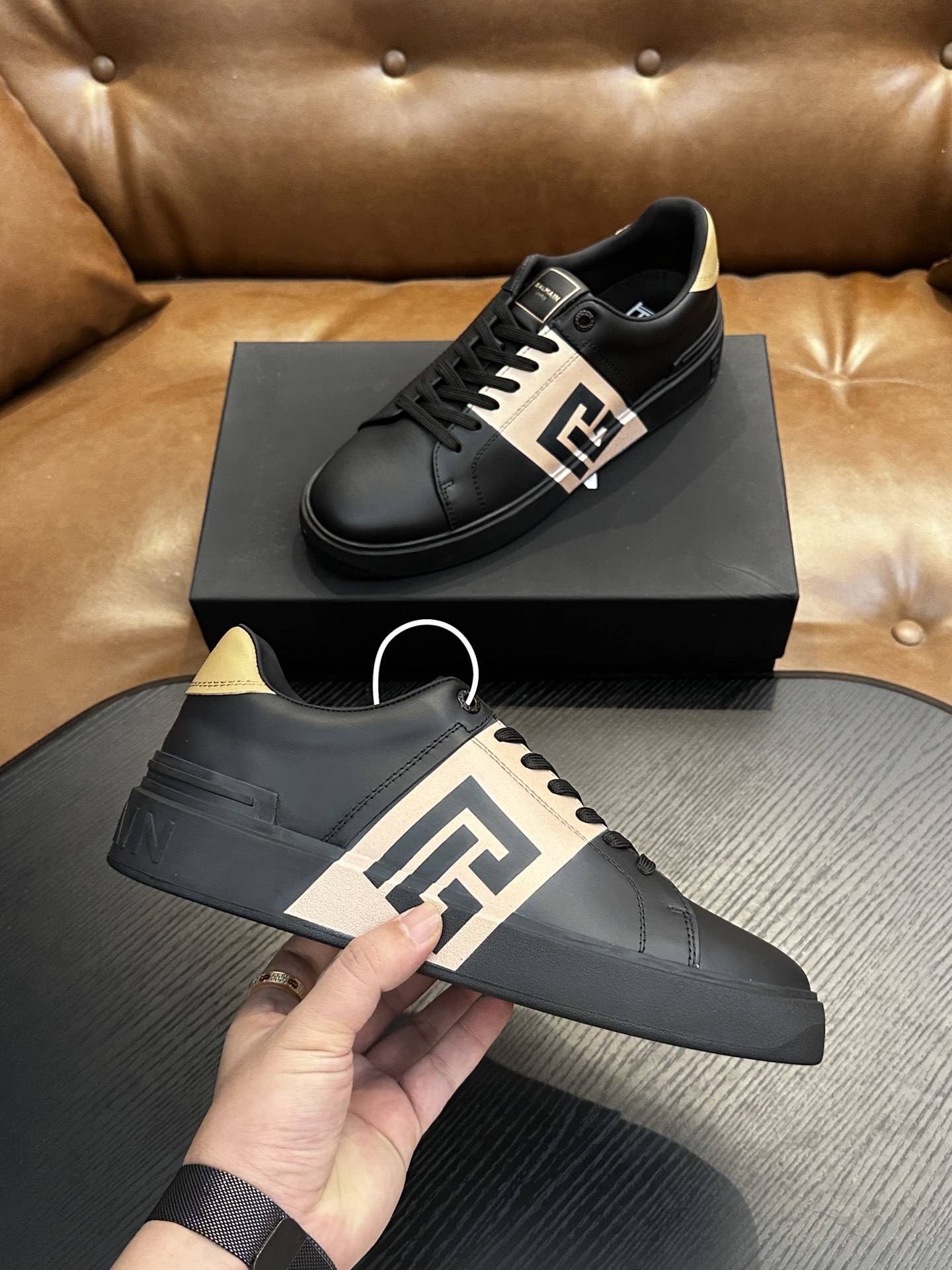 Balmain B-Court Smooth Leather Low