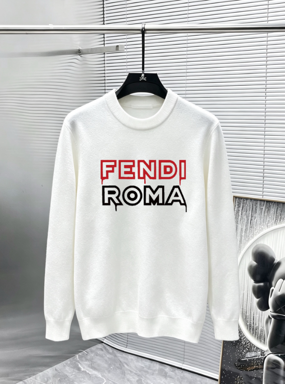 Fendi Roma Drip Logo Crewneck Knit Sweater